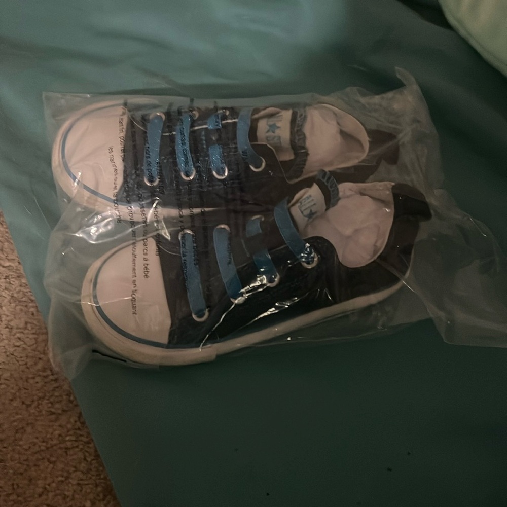 Converse All Star Slip On With Elastic Laces Iridescent Blue Toddler Size 9